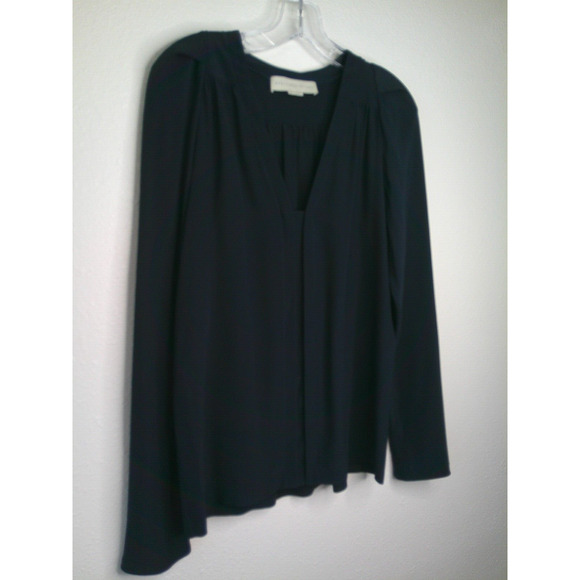 Stella McCartney Black V Neck Gathered Front Back Long Sleeve Silk Blouse 42 - Picture 5 of 16